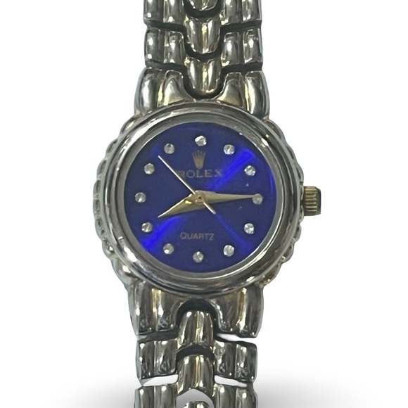 Silver Watch With Blue Face